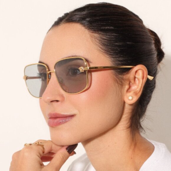 NEW VERSACE VE2282 1002/9C WOMEN SUNGLASSES GOLD/BLUE VE2282 10029C EYEWEAR - Picture 1 of 11